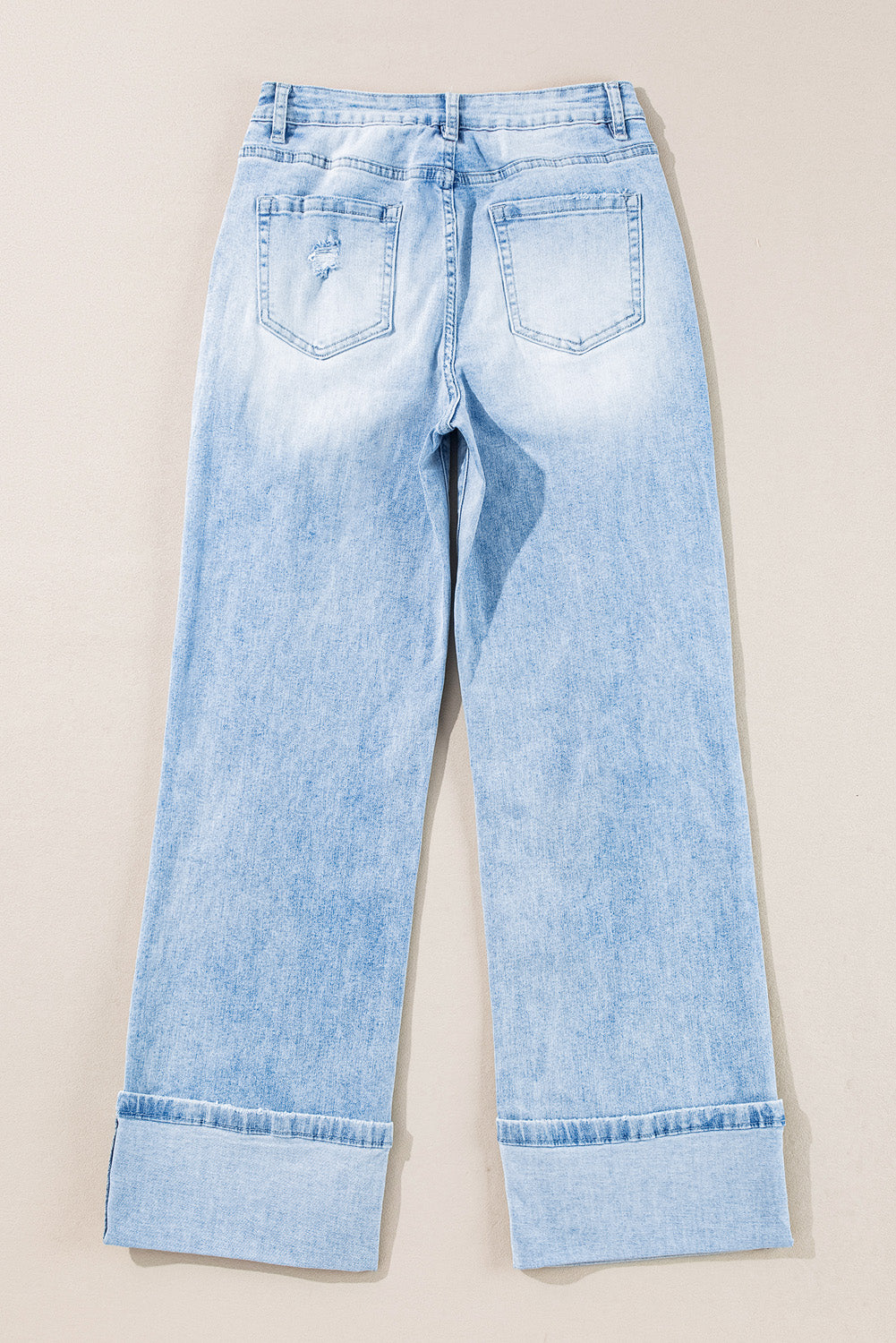 Light wash distressed jeans, view 5