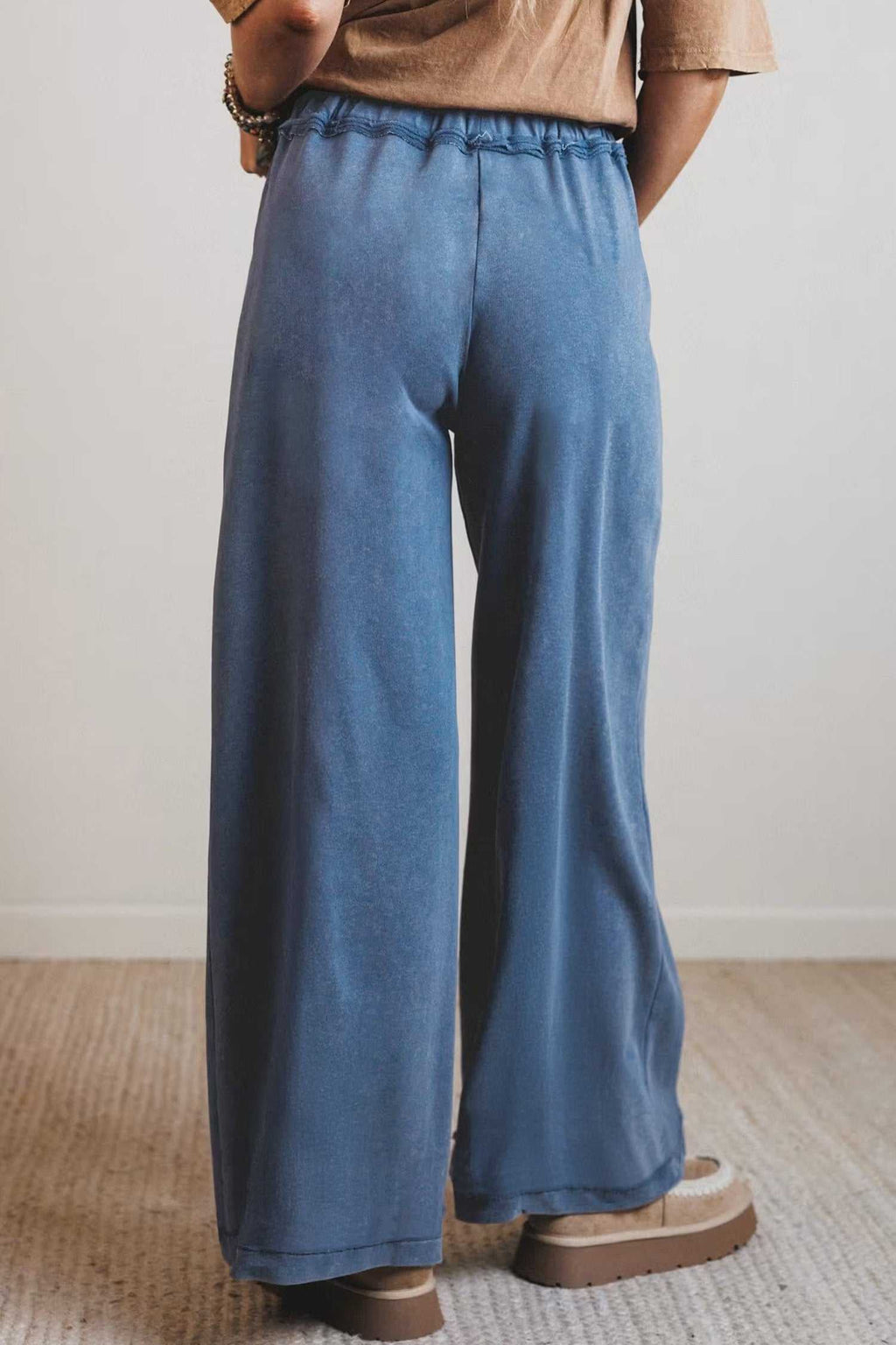 Smoke gray wide leg pants, view 3