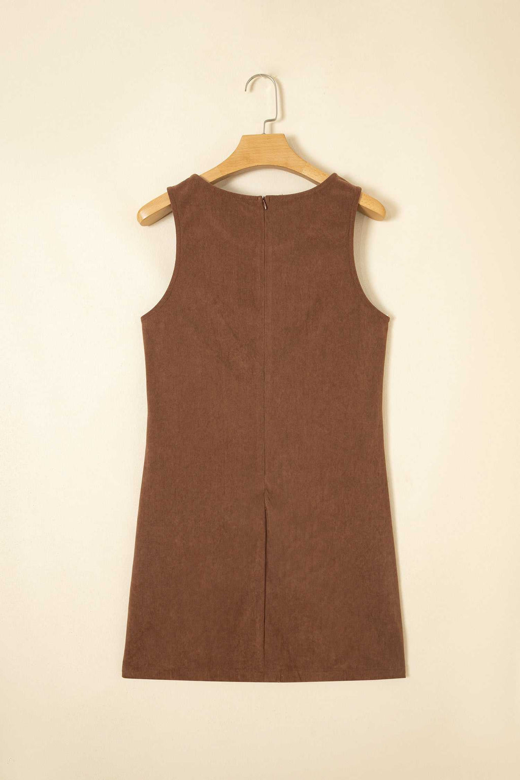 Coffee corduroy shift dress, view 8
