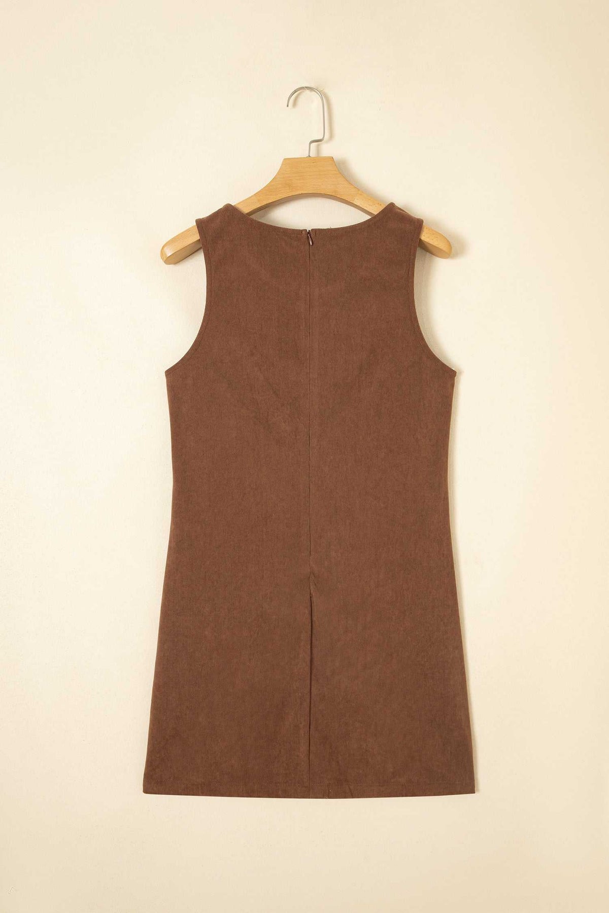 Coffee corduroy shift dress, view 8