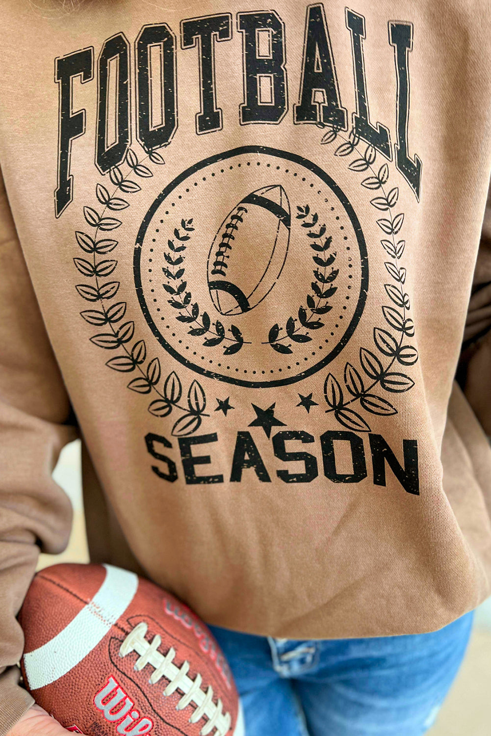 Khaki football season sweatshirt, view 6