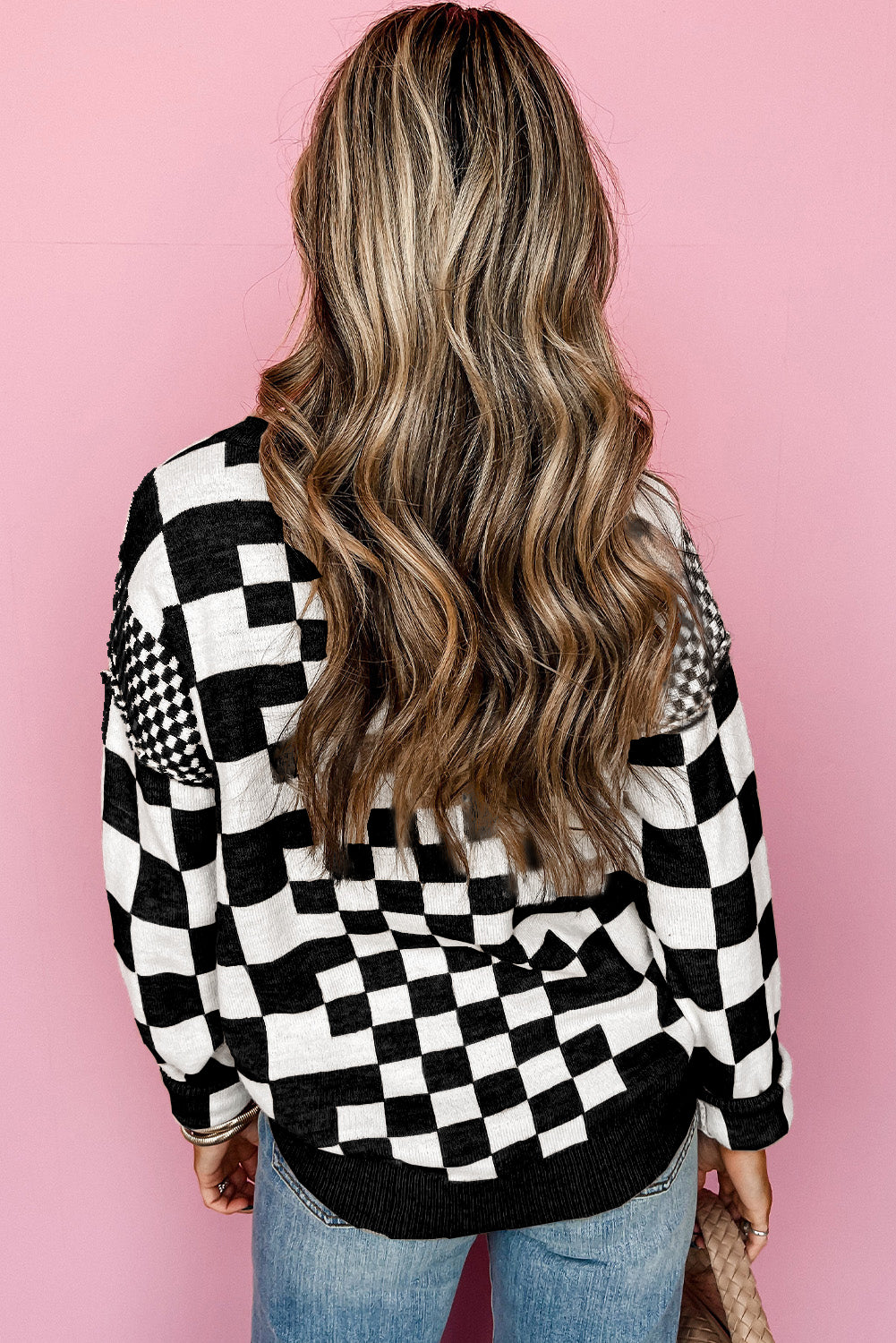 Khaki checkered sweater, view 11