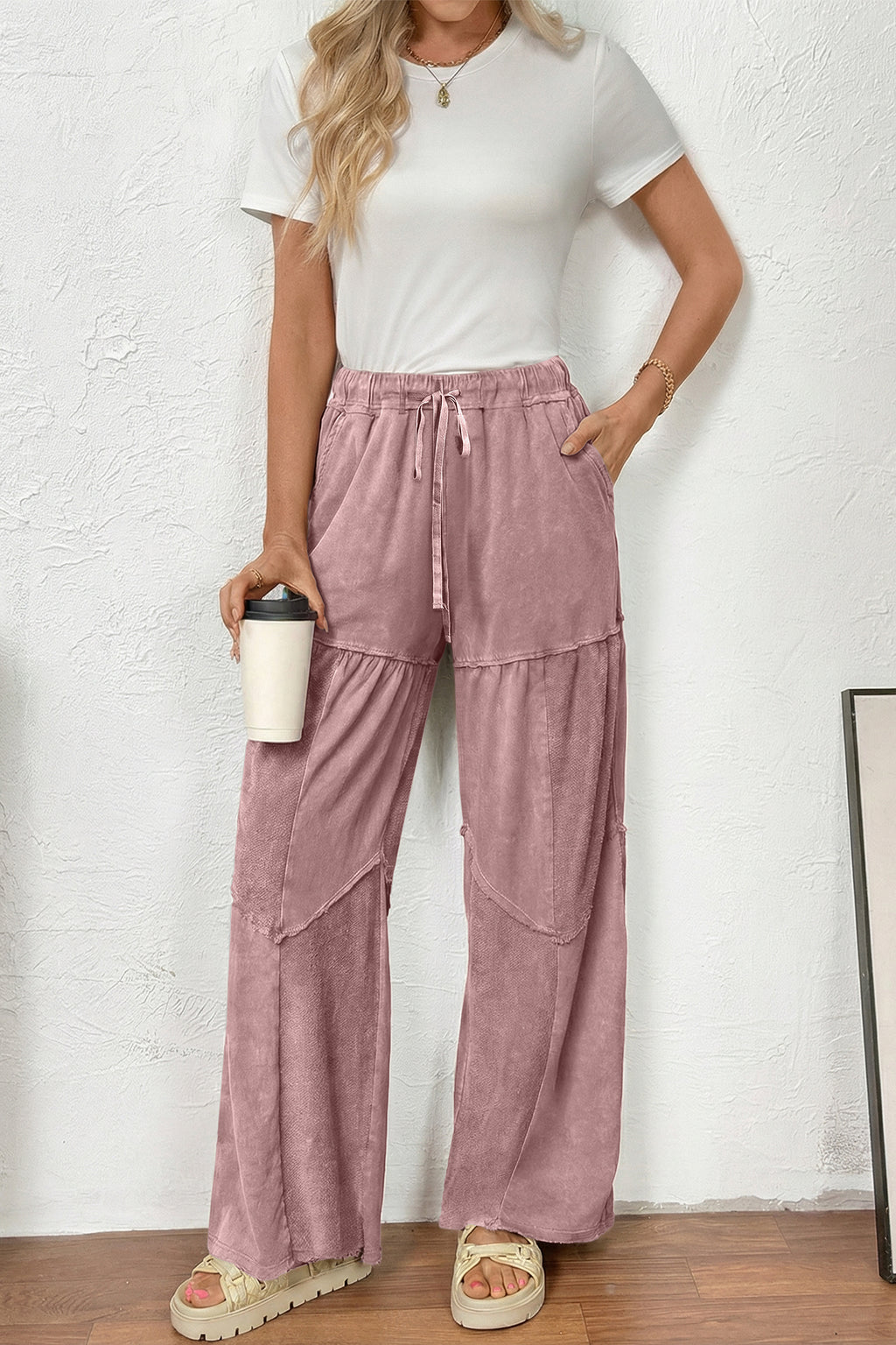 Black tiered wide leg pants, view 19
