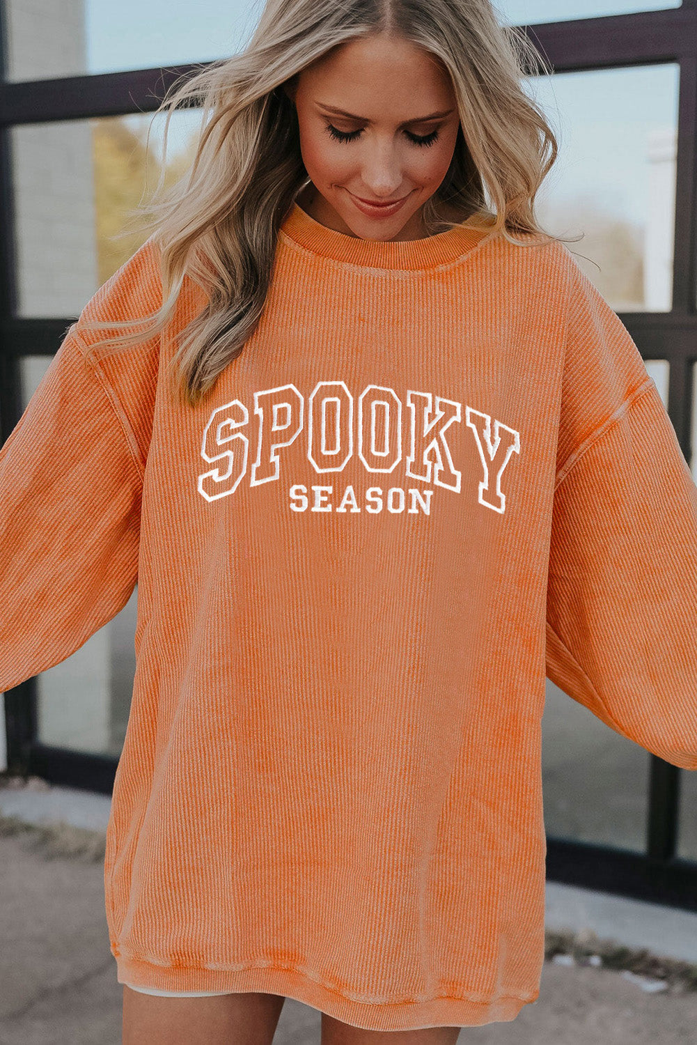 Orange Spooky Season sweatshirt, view 4