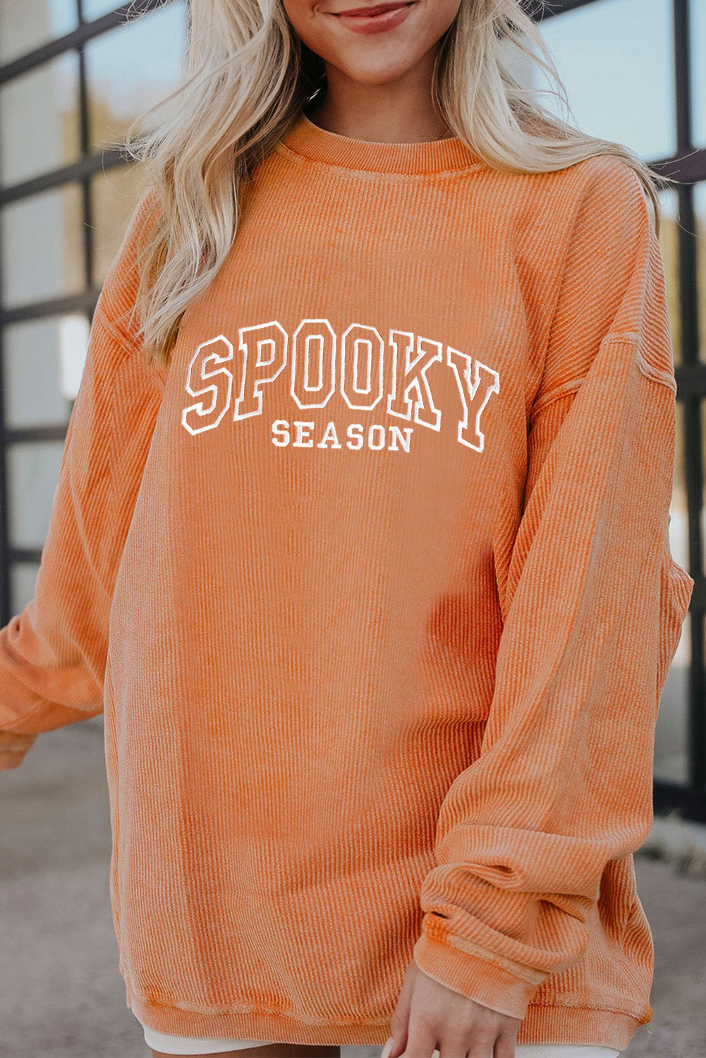 Orange Spooky Season sweatshirt, view 3