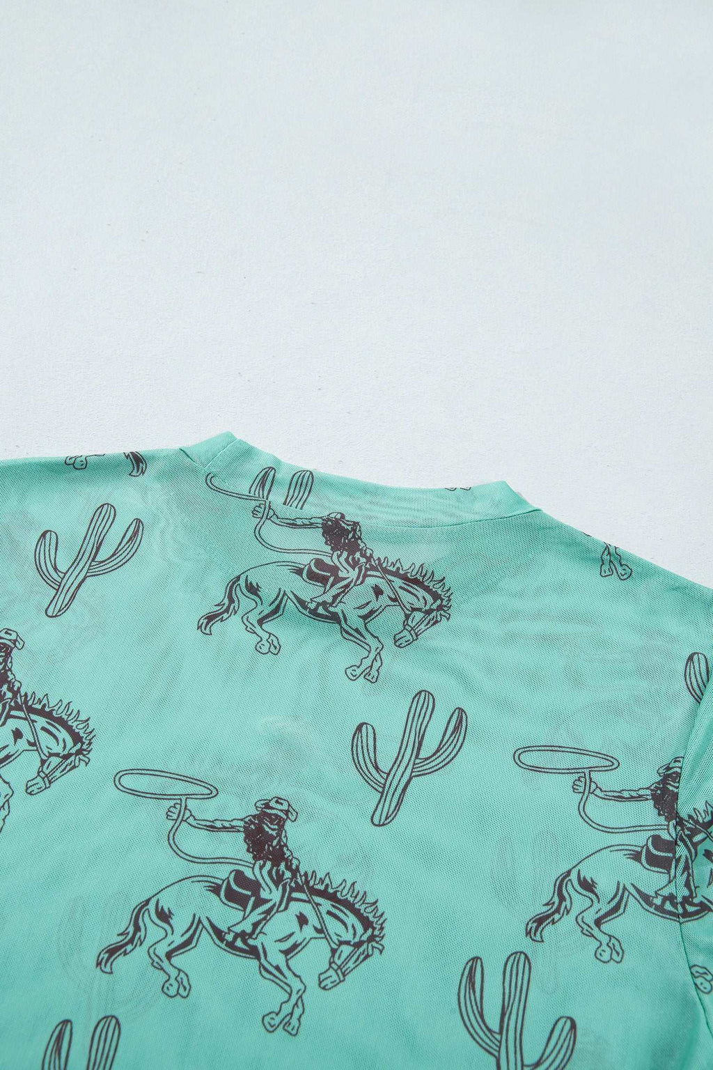Aruba blue western mesh top, view 10
