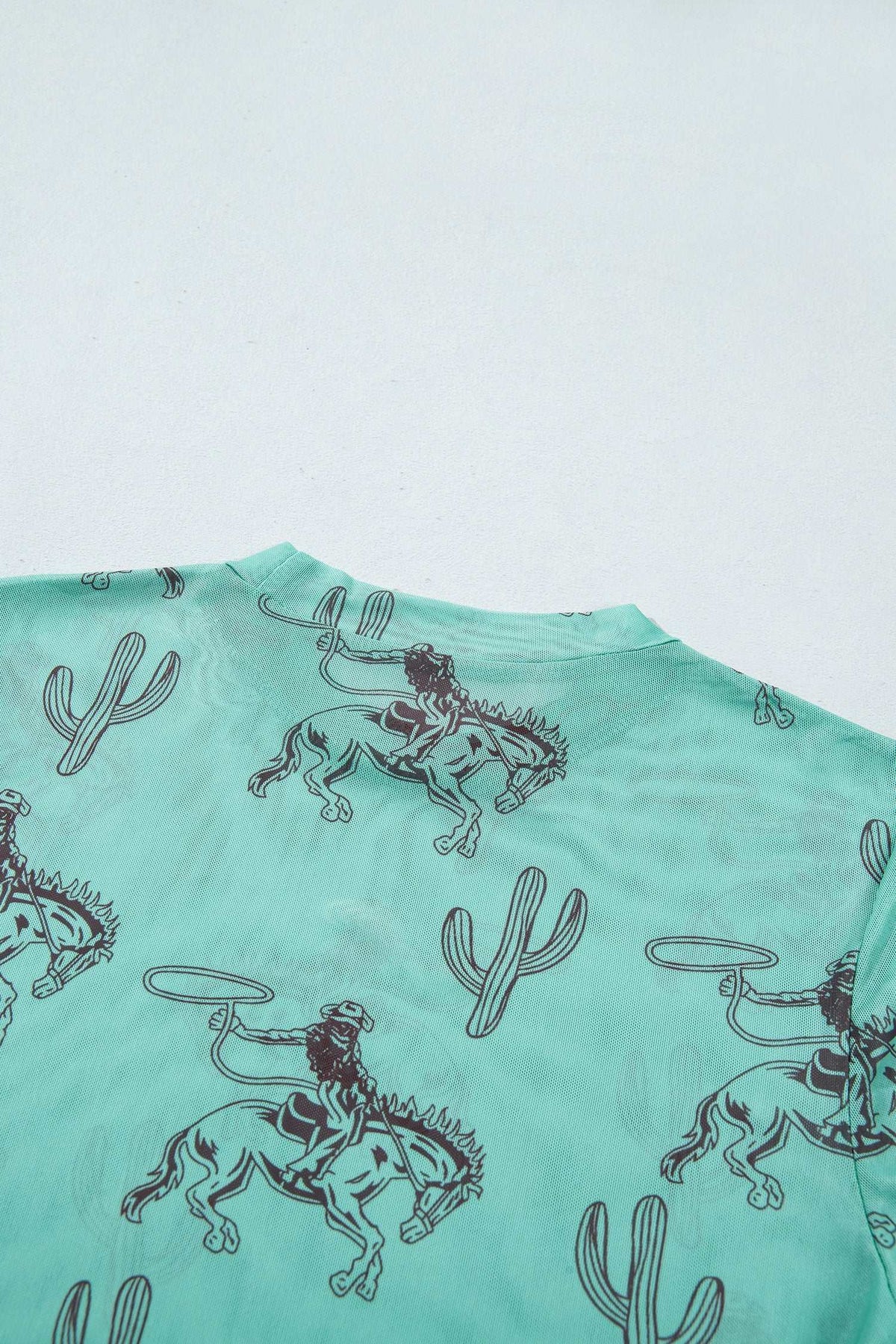 Aruba blue western mesh top, view 10
