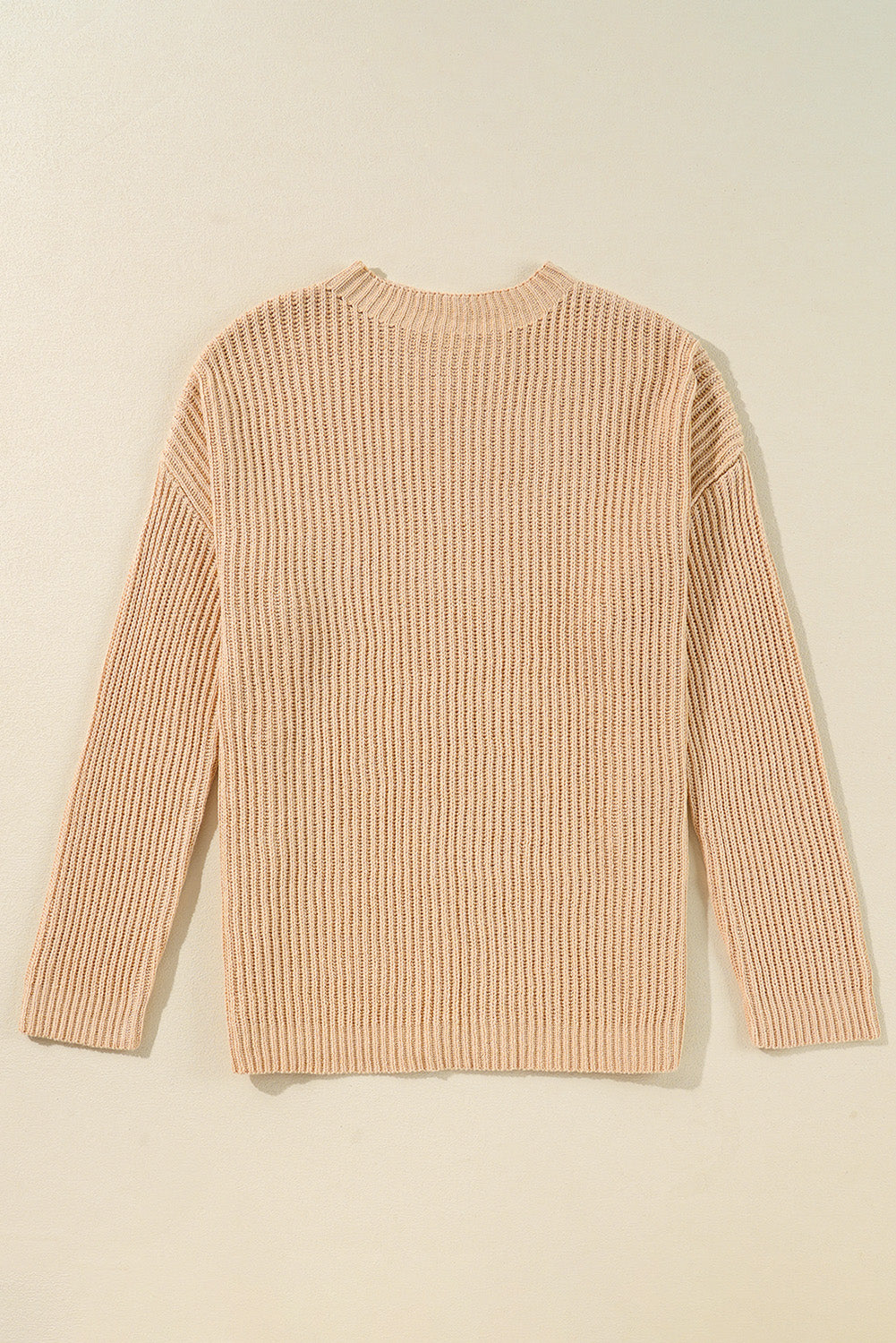 Apricot Cable Knit Sweater | Side Slits
