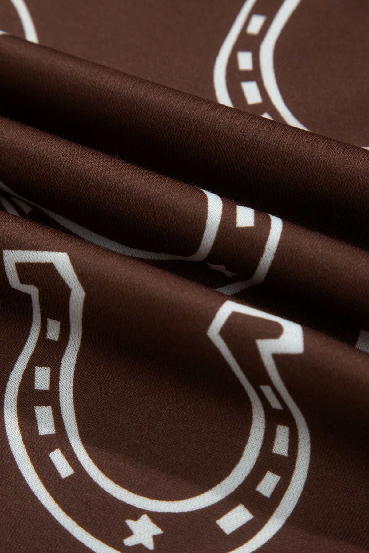 Brown western print pant set, view 13