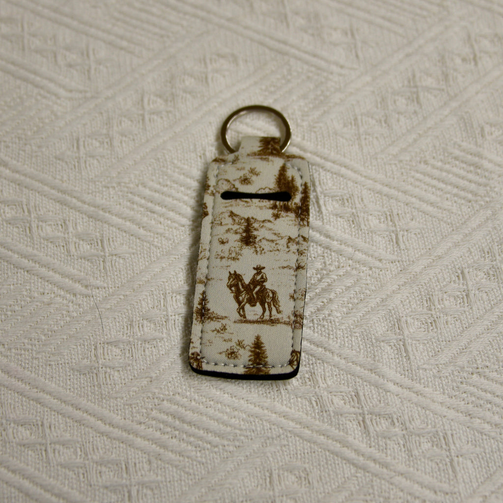 Chapstick Holder Keychain – Cow Print, Camo Pink Bow, Cowboy Toile, Barn Toile, croquette, duck, moon Hats & Accessories