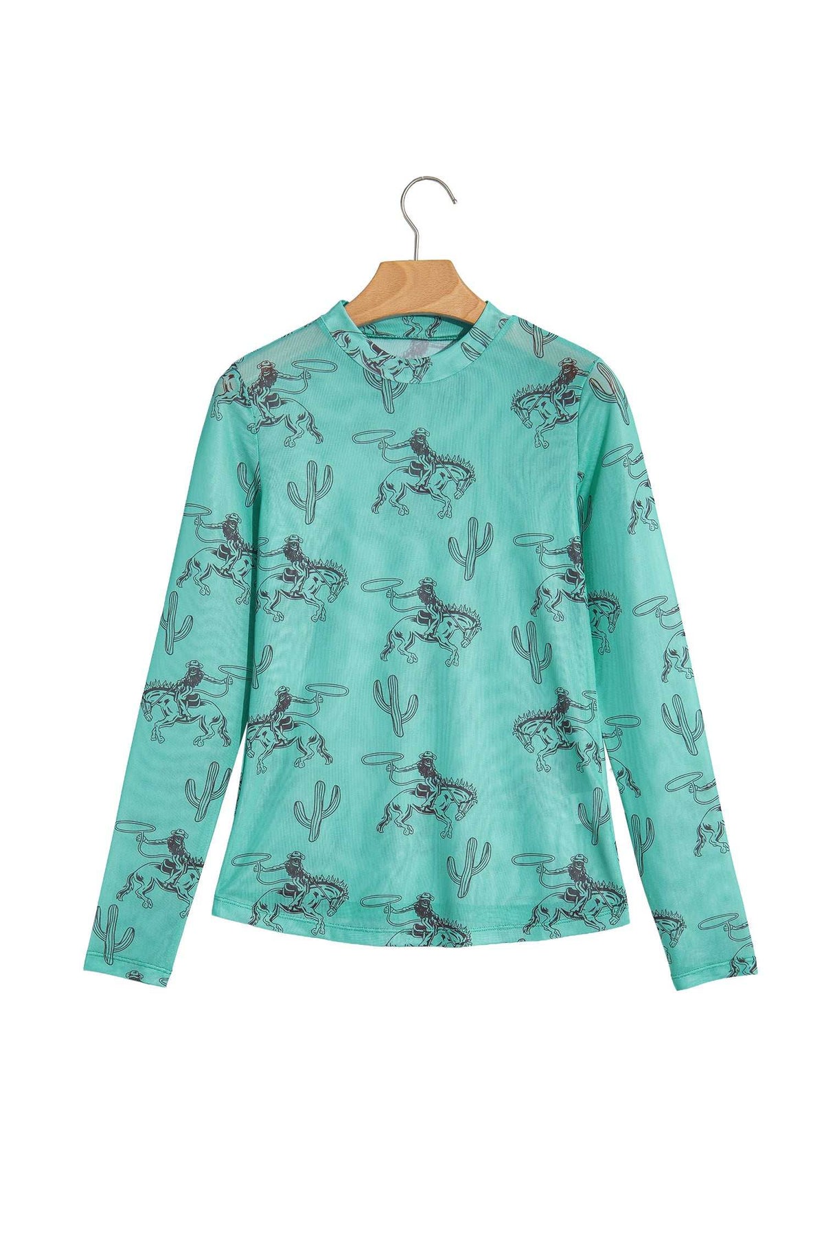 Aruba blue western mesh top, view 11