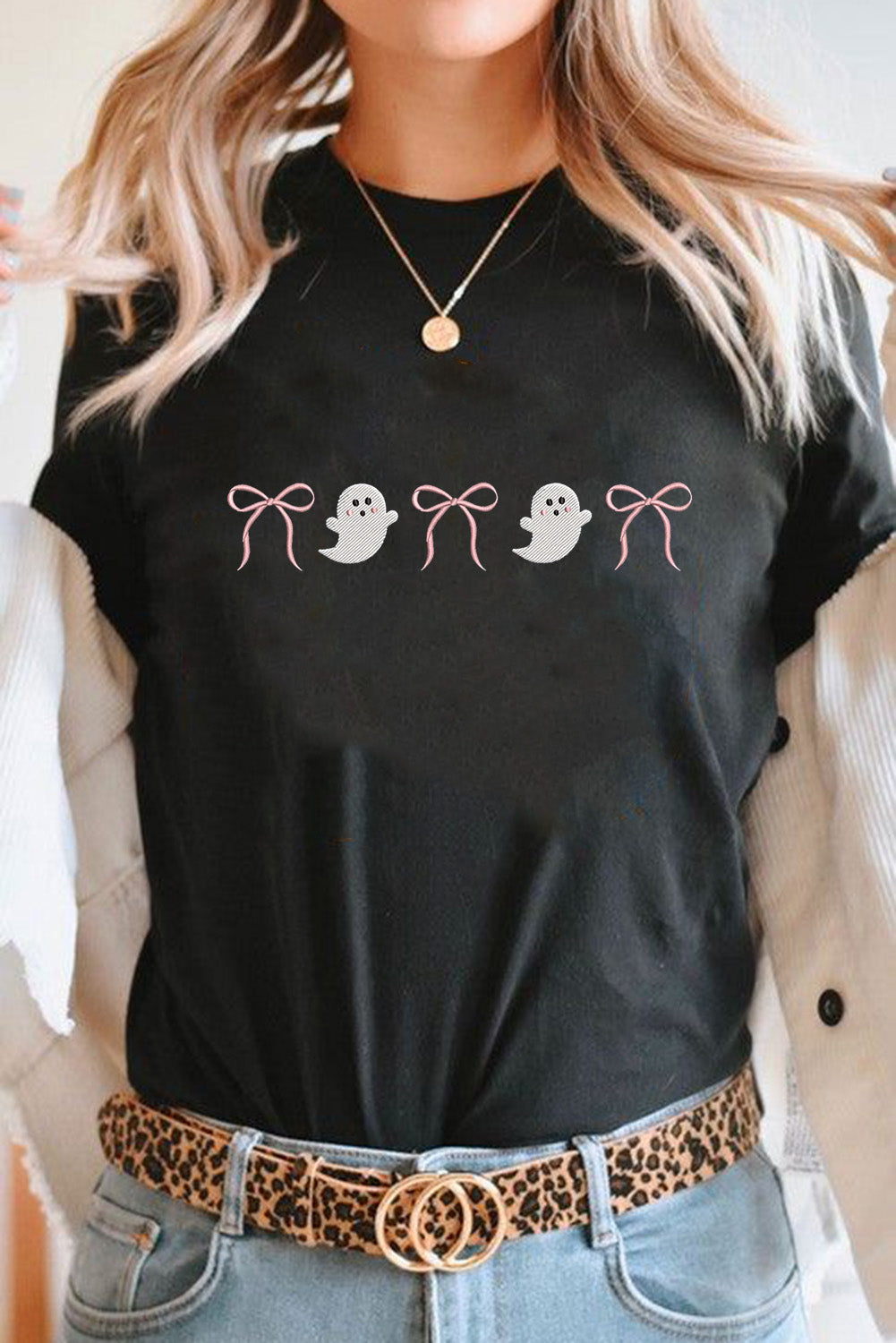 Black ghost bow tee, alternate view