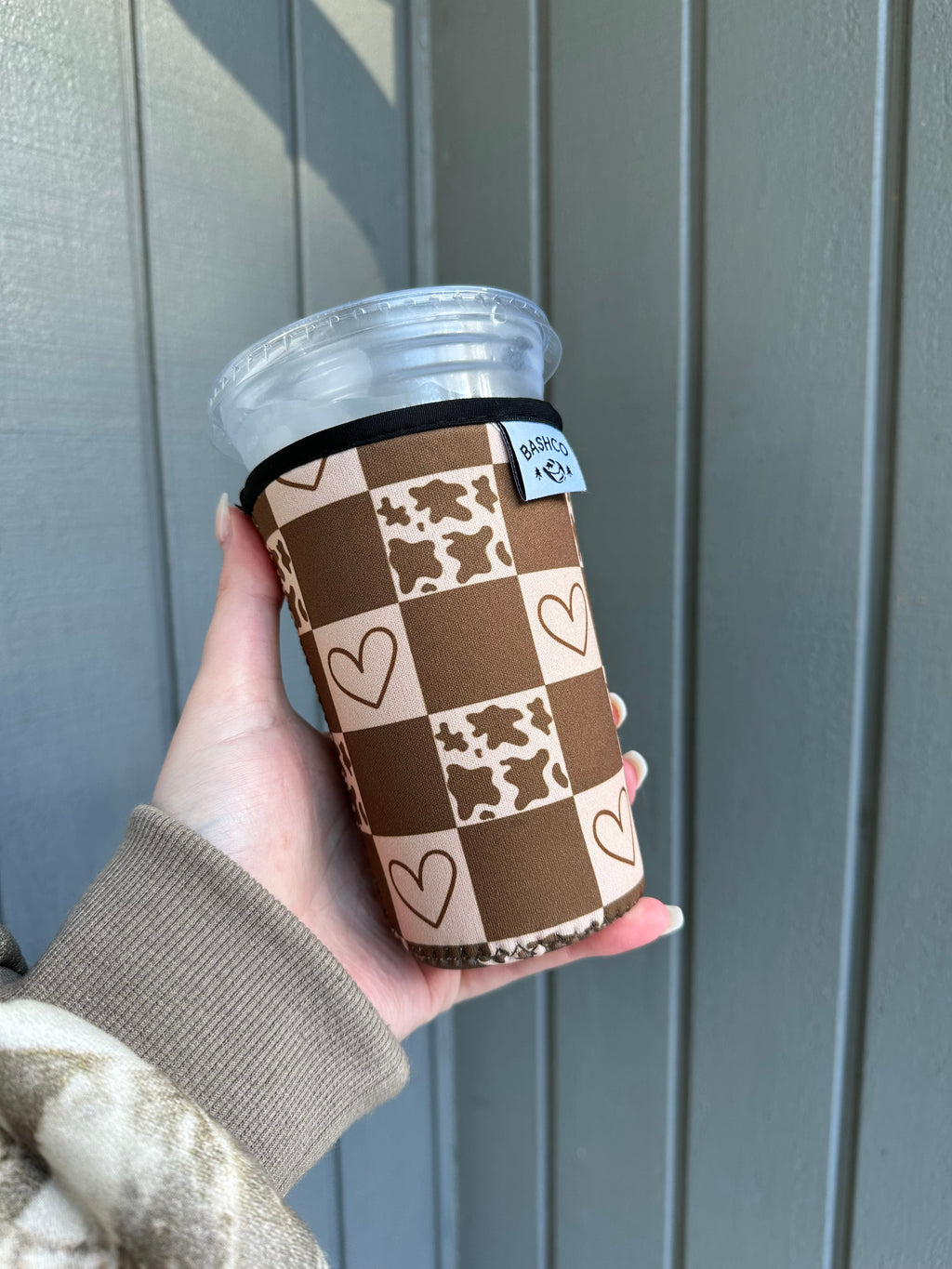 Cow Hearts Checkered Coffee Sleeve BashDesignsCo