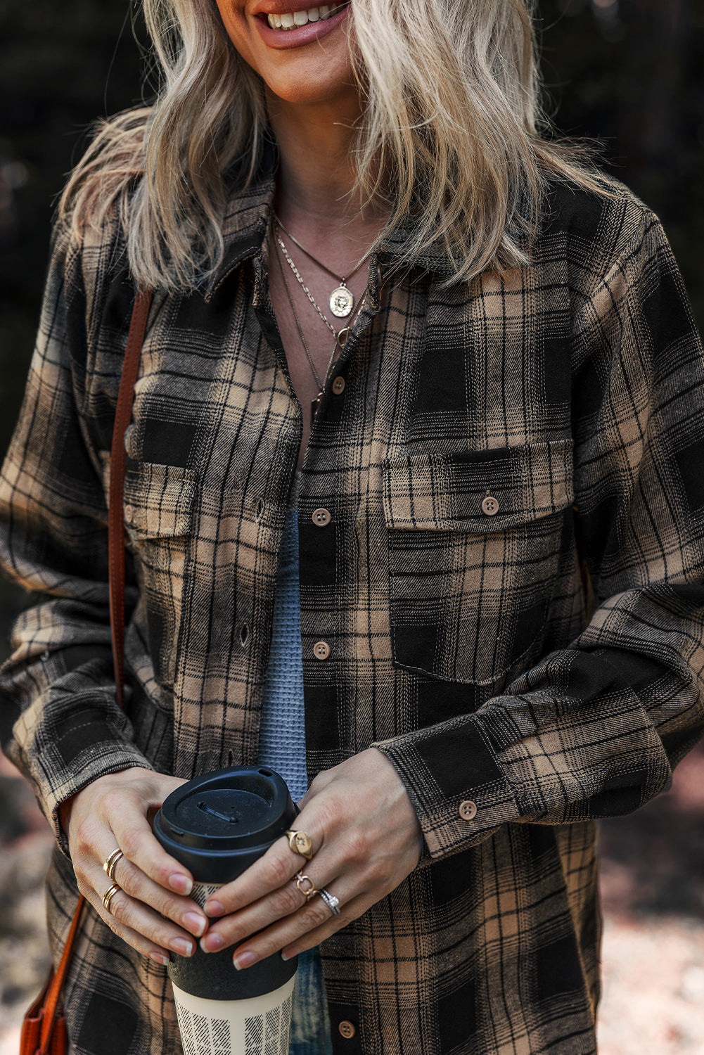 Multicolour Retro Plaid Double Flap Pocket Brushed Shacket Dear-Lover Dropshipping