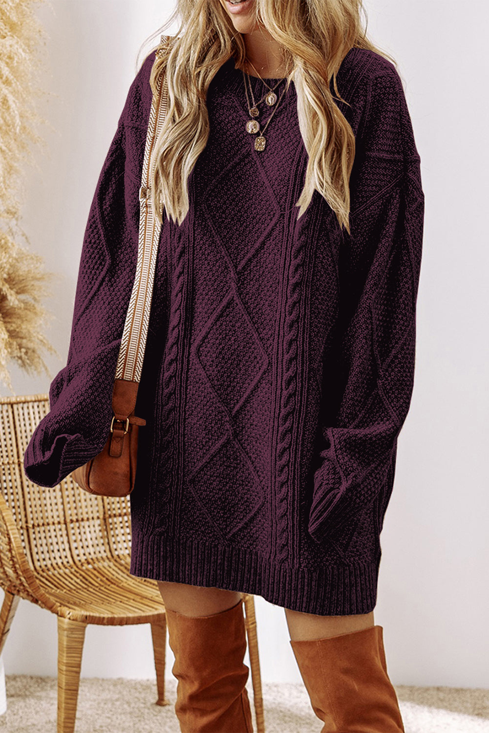 Cable knit sweater dress, view 14