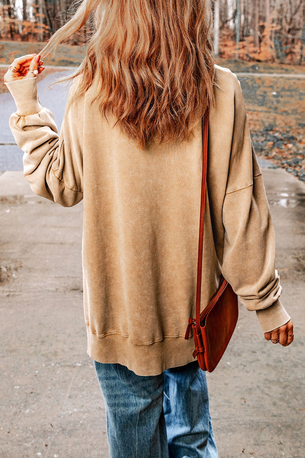 Khaki Loose Leopard Rugby Football GAME DAY Graphic Sweatshirt