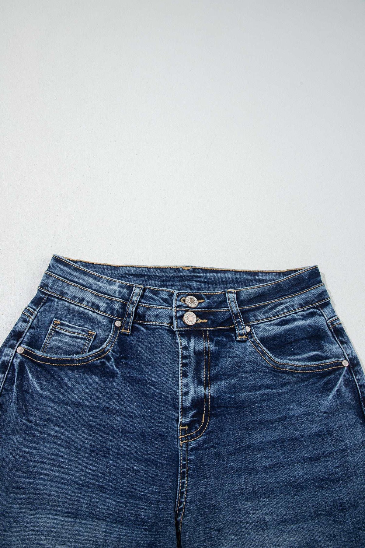 Blue acid wash flare jeans, view 26