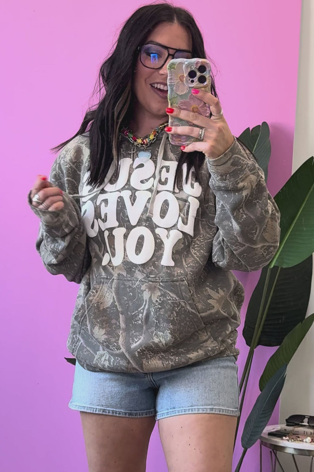 Jesus Loves You camo hoodie, view 3