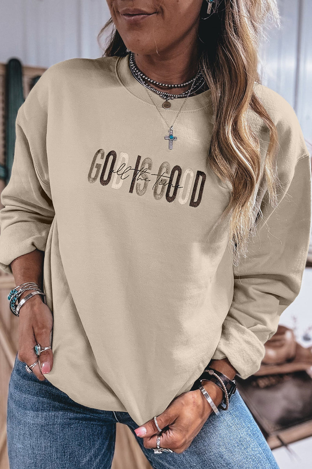 God Is Good embroidered sweatshirt, view 6
