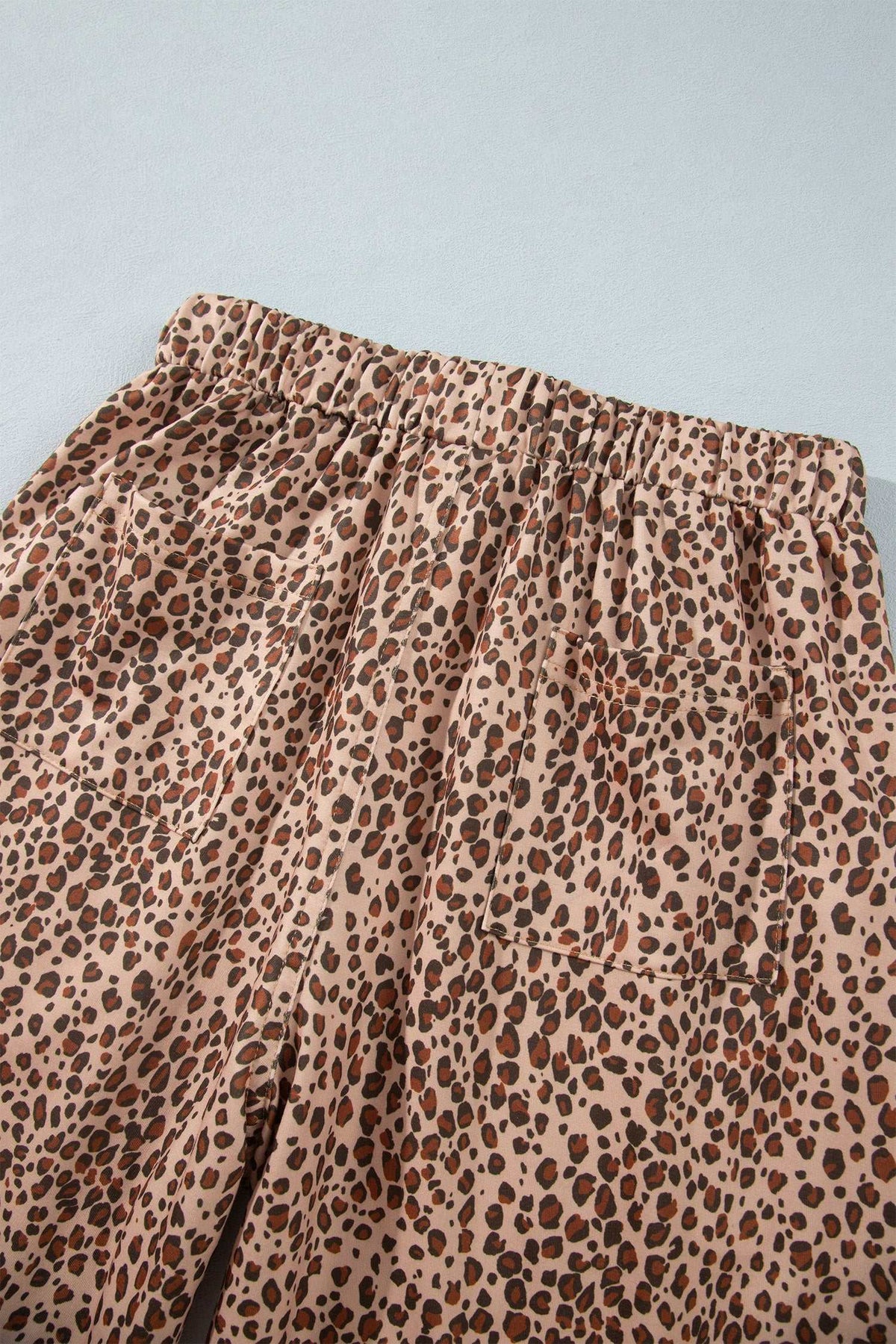 Khaki leopard drawstring pants, view 7