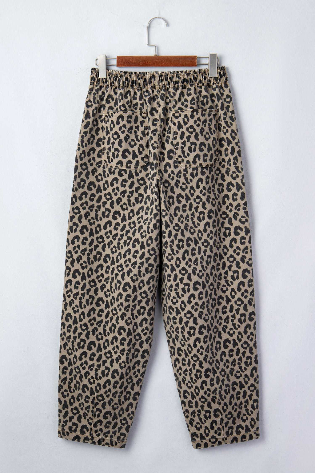 Khaki leopard loose denim pants, view 5