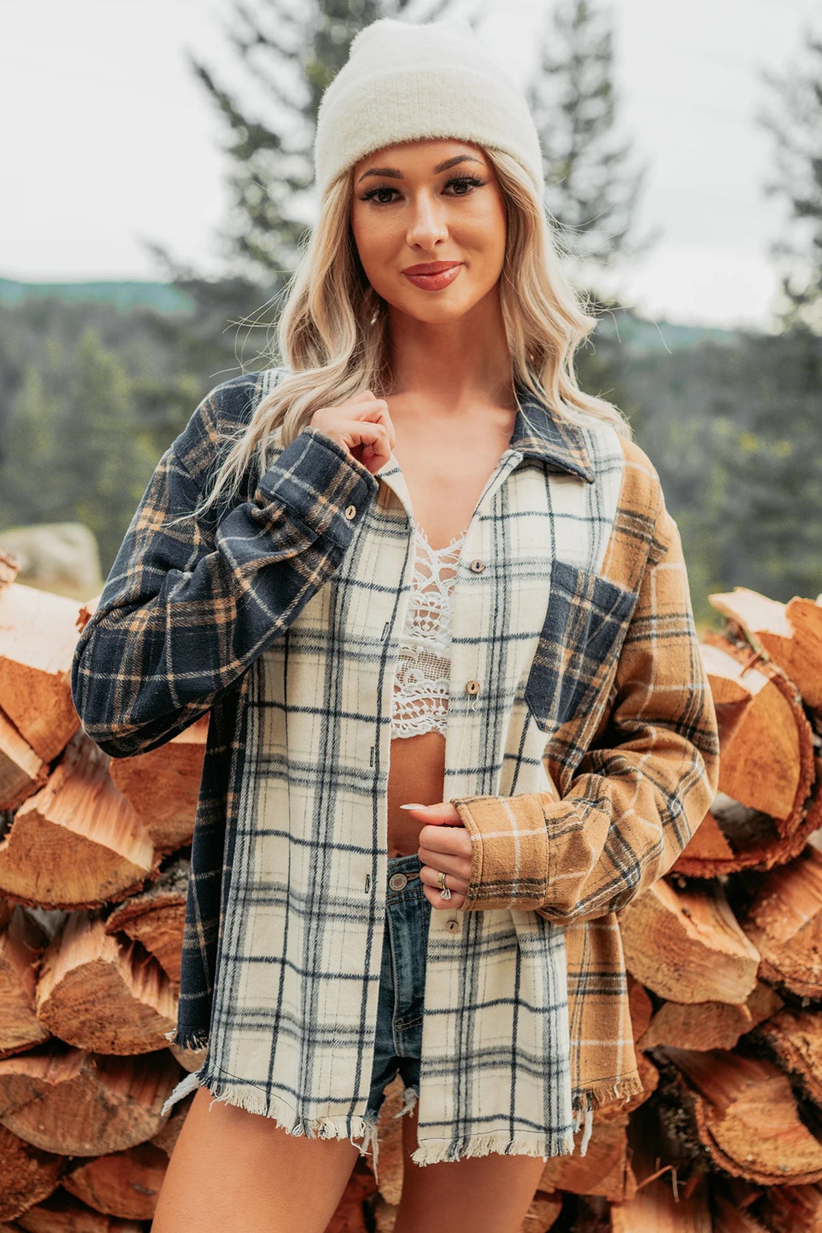 Multicolour Plaid Button-Up Long Sleeve Shift Silhouette Shacket Dear-Lover Dropshipping