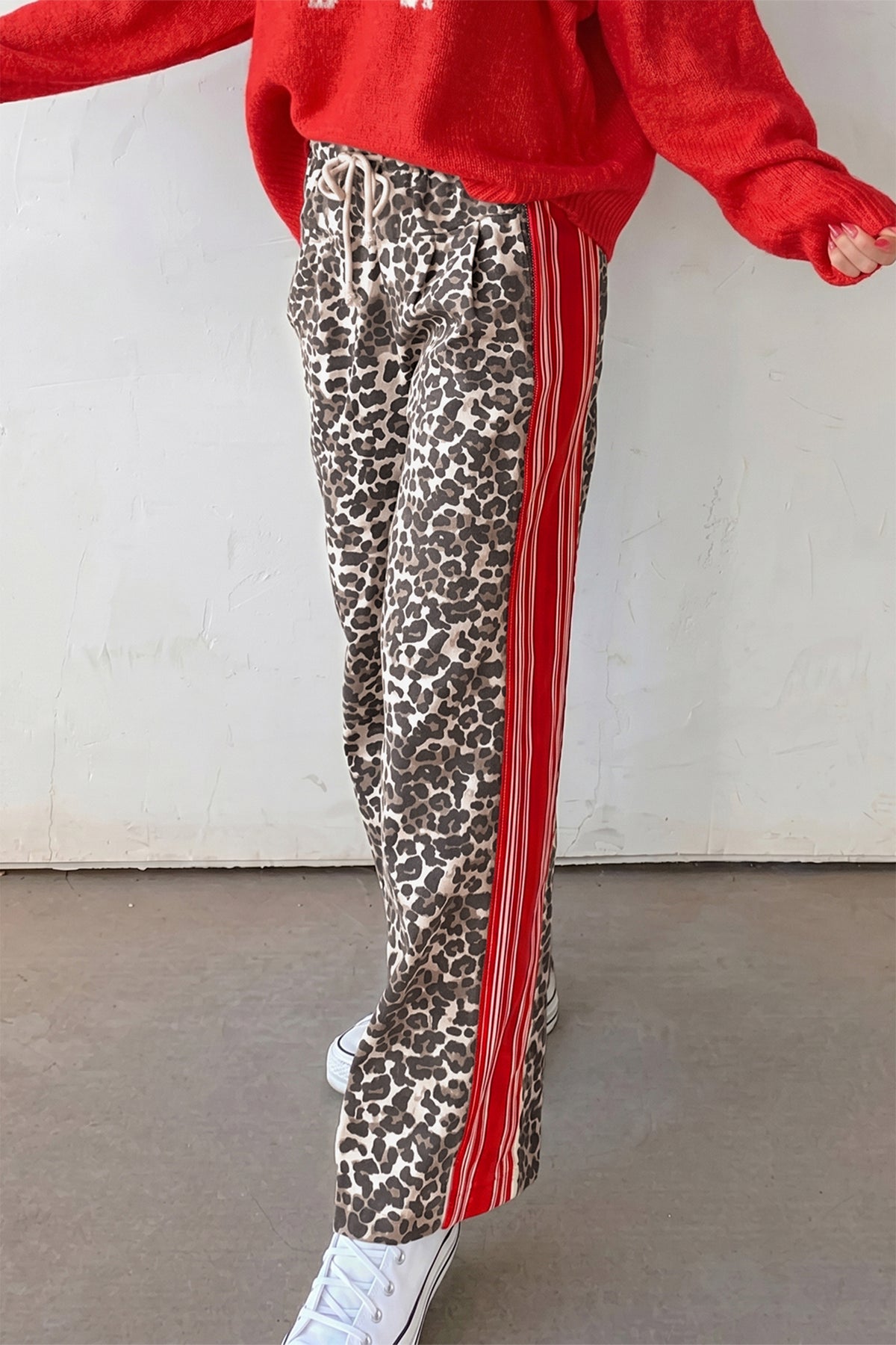 Brown Leopard Patchwork Elastic Waist Jeans Dear-Lover Dropshipping