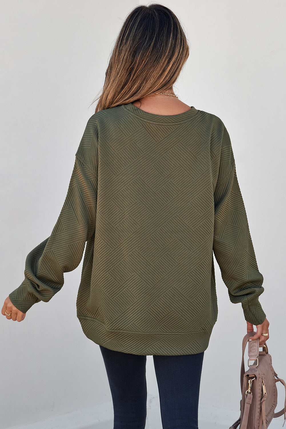 Coffee textured pullover, view 9