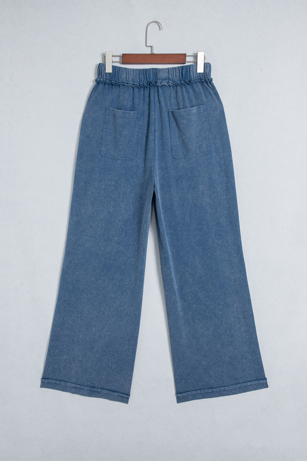 Blue mineral wash flare pants, view 5