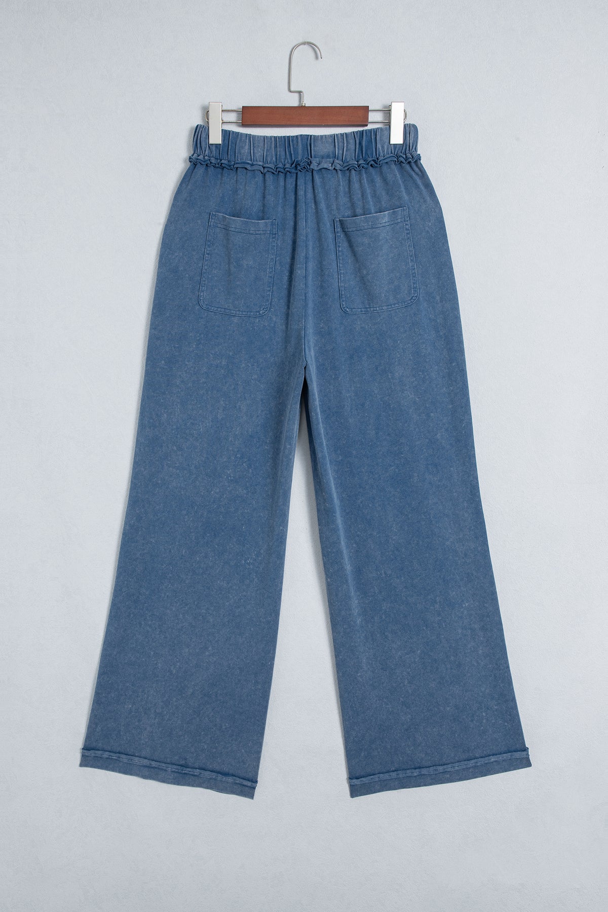 Blue mineral wash flare pants, view 5