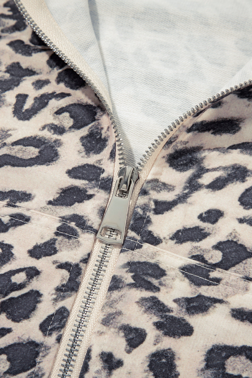 Leopard zip-up hoodie pant set, view 7
