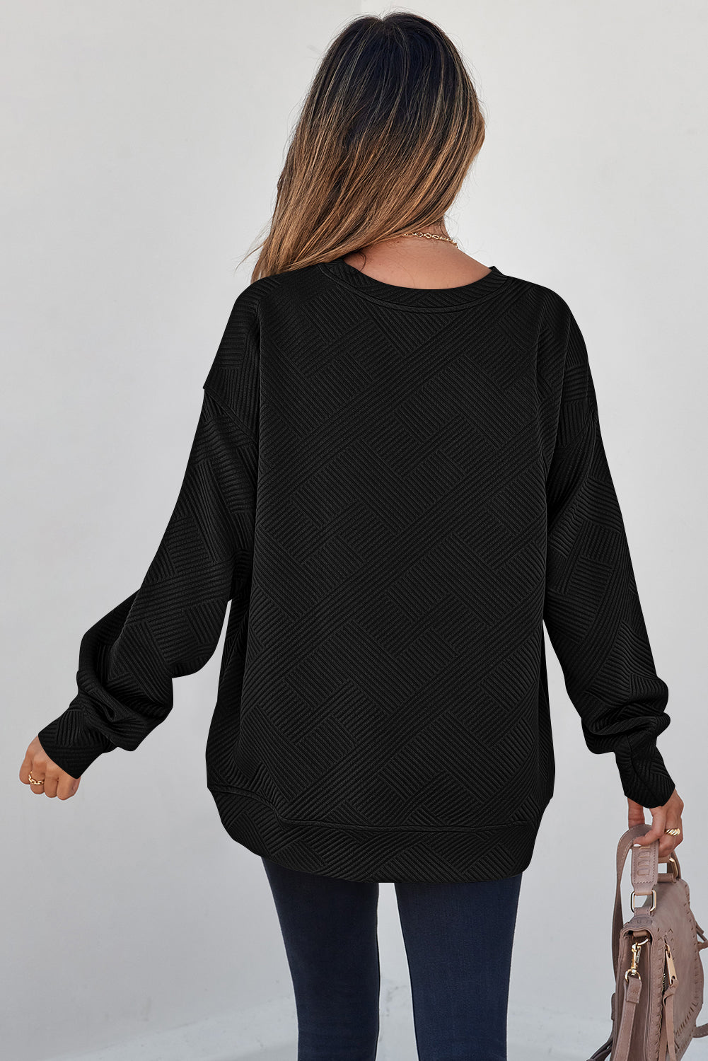 Coffee textured pullover, view 11