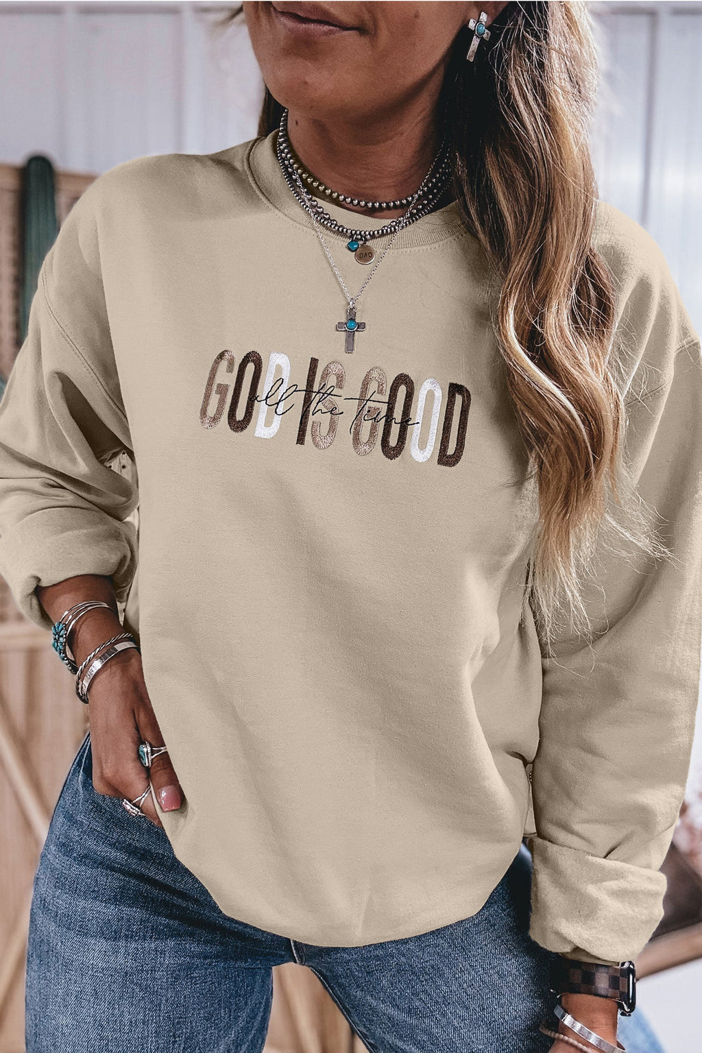 God Is Good embroidered sweatshirt, view 3