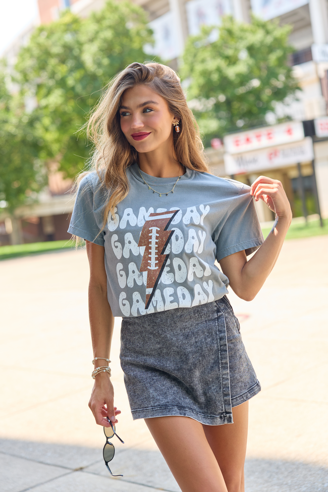 Grey tee with Gameday football graphic