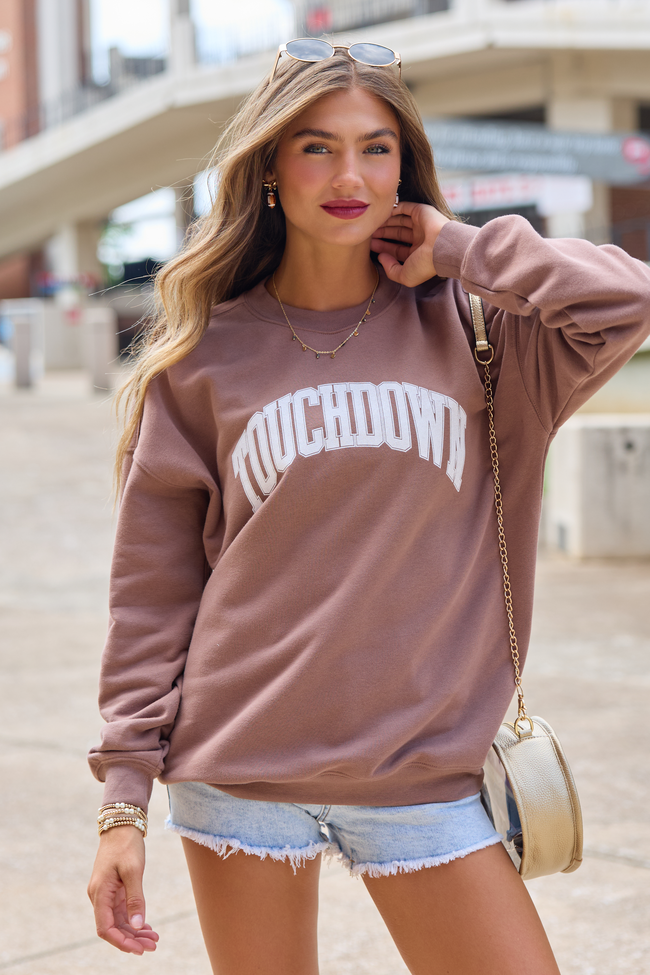 Touchdown mocha graphic sweatshirt, view 3