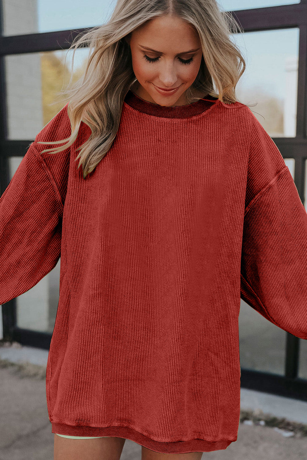 Smoke gray corduroy sweatshirt, view 38