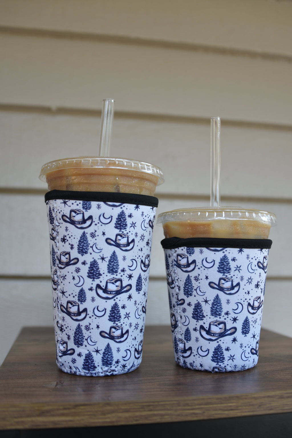 Cowboy Hat & Stars Coffee Sleeve | Reusable Neoprene Iced Coffee Cup Cover (16–24oz) BashDesignsCo