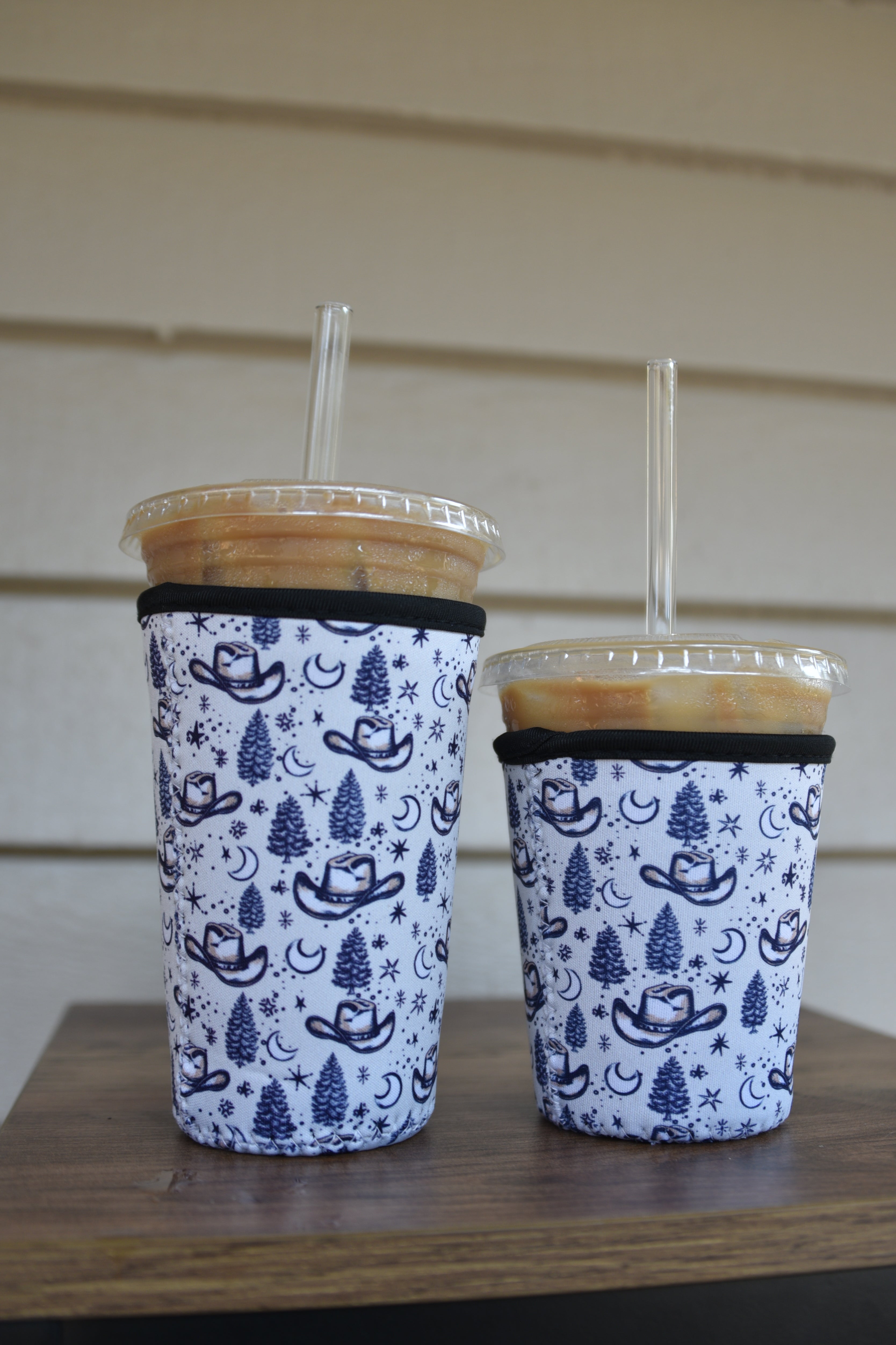 Cowboy Hat & Stars Coffee Sleeve | Reusable Neoprene Iced Coffee Cup Cover (16–24oz) BashDesignsCo