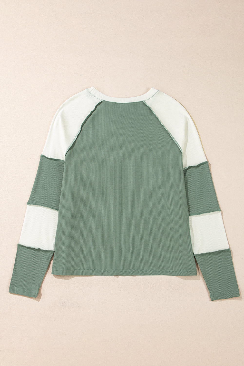 Mint Green Colorblock Raglan Long Sleeve Top