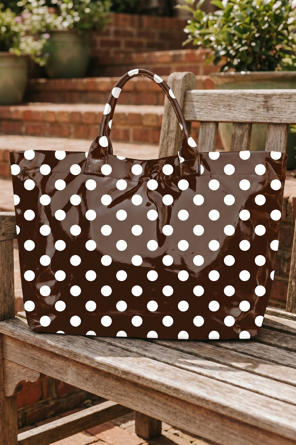 Pink cowboy vinyl tote, view 5