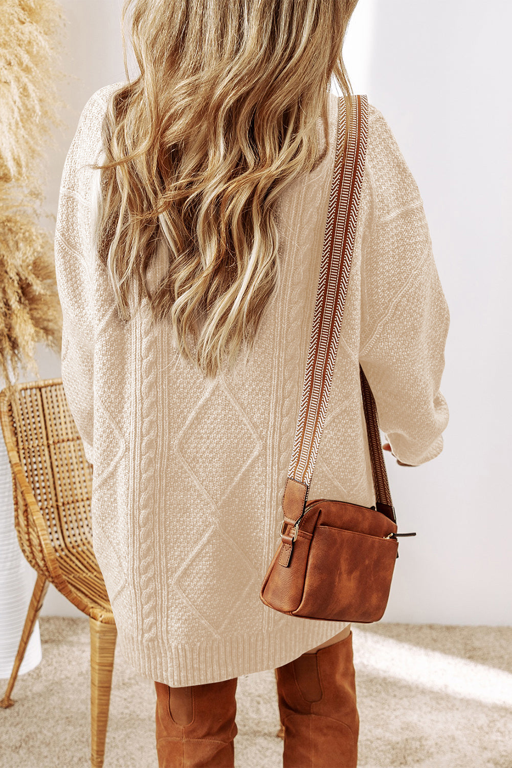 Cable knit sweater dress, view 4