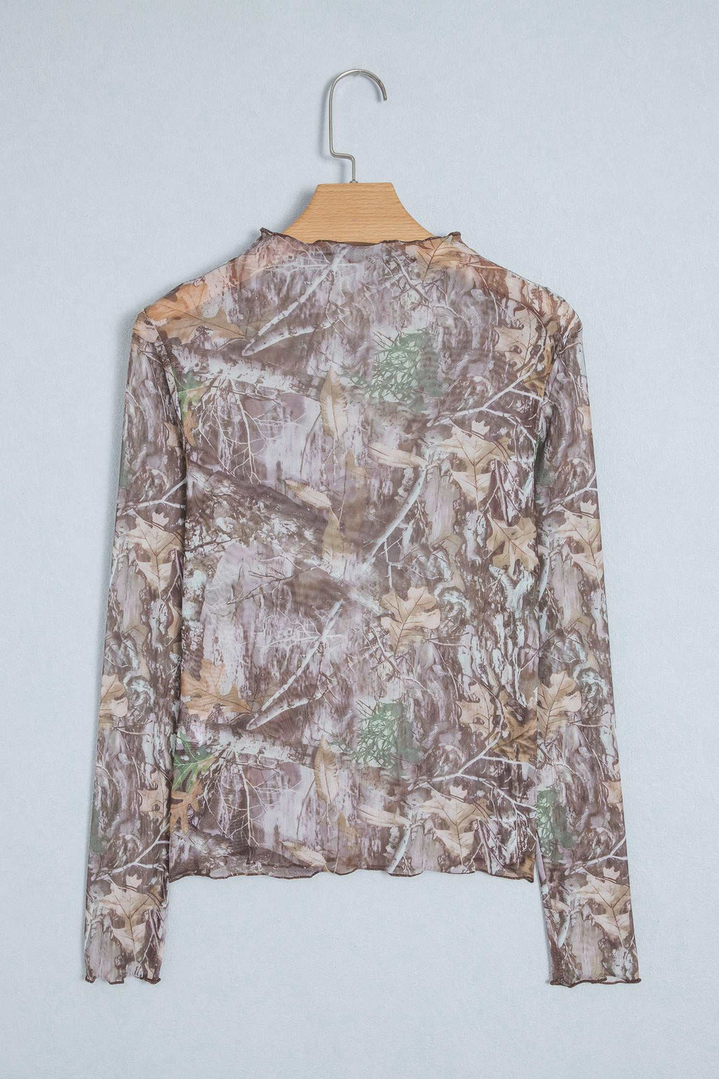Smoke gray floral mesh top, view 14