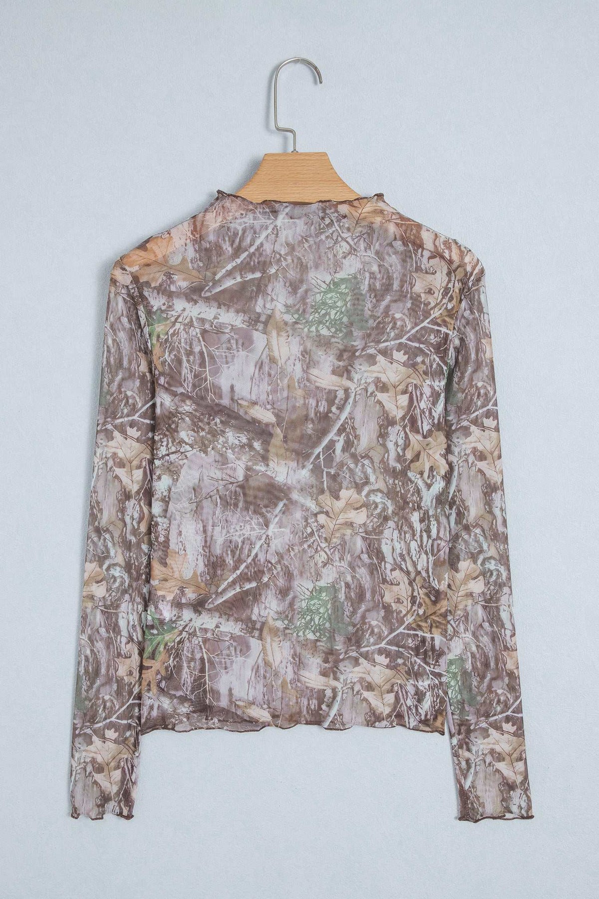 Smoke gray floral mesh top, view 14