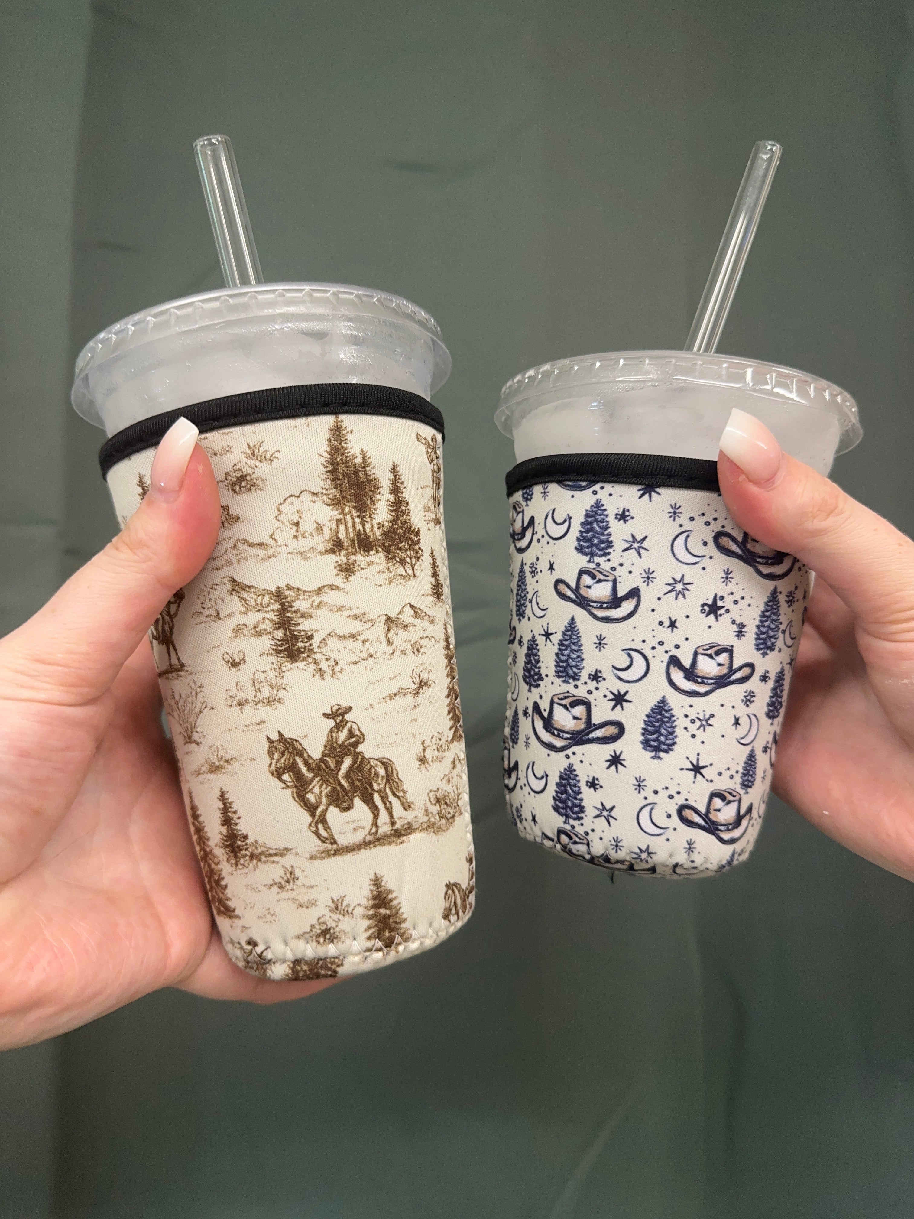 Cowboy Hat & Stars Coffee Sleeve | Reusable Neoprene Iced Coffee Cup Cover (16–24oz) BashDesignsCo