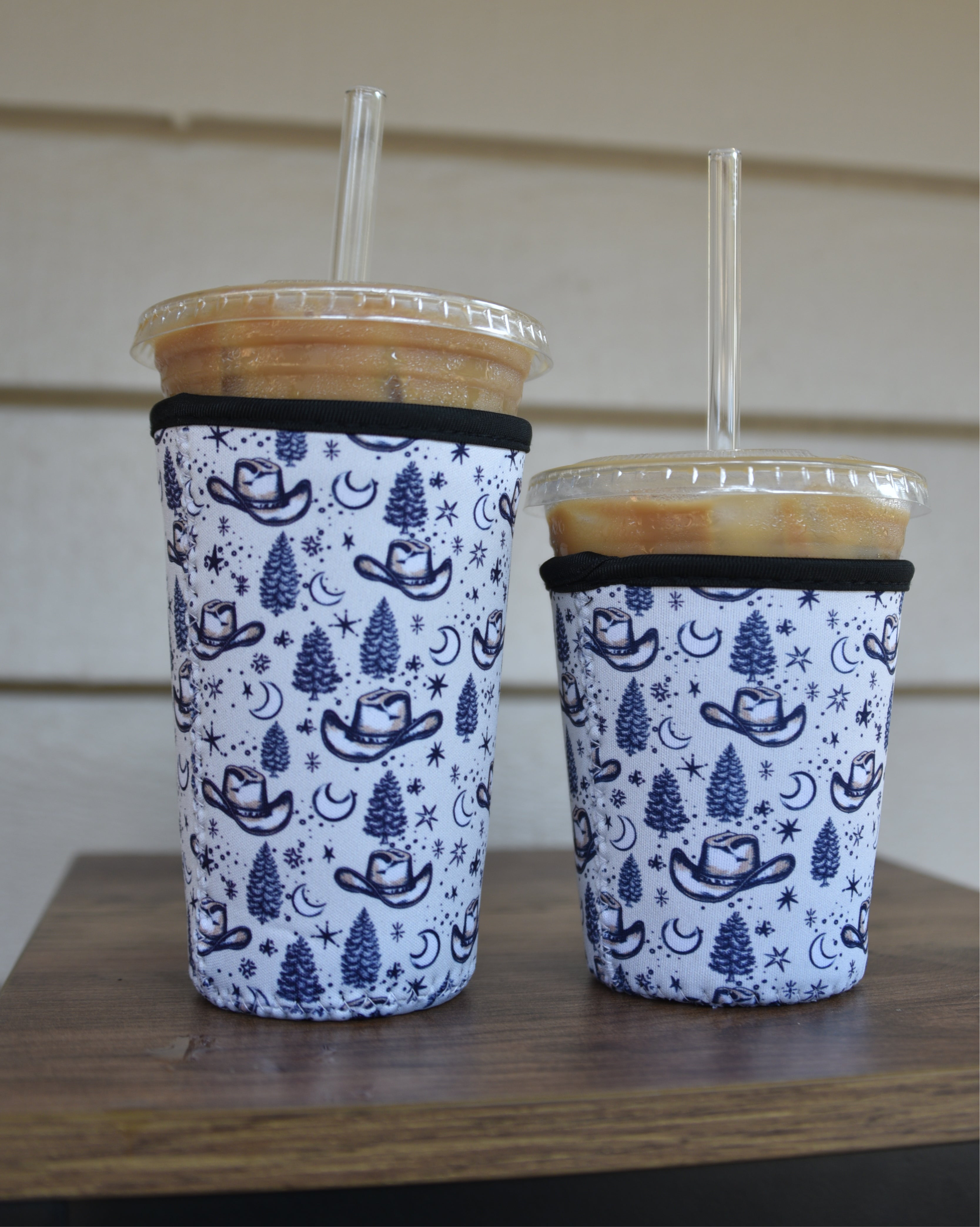 Cowboy Hat & Stars Coffee Sleeve | Reusable Neoprene Iced Coffee Cup Cover (16–24oz) BashDesignsCo