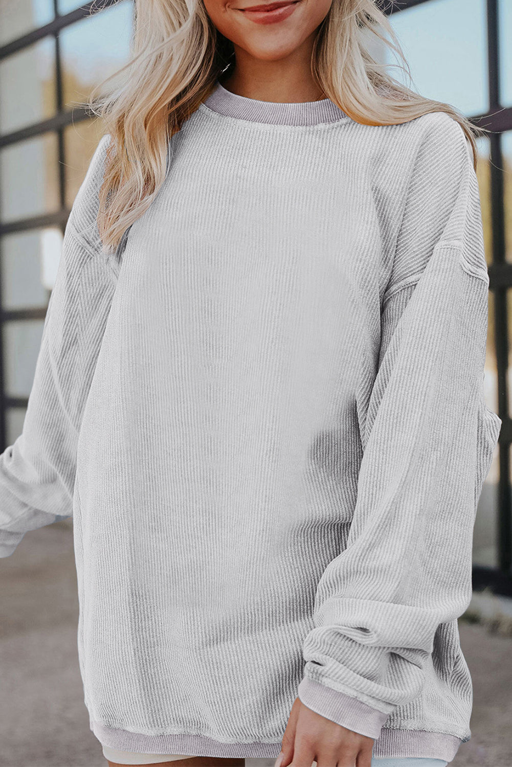 Smoke gray corduroy sweatshirt, view 13