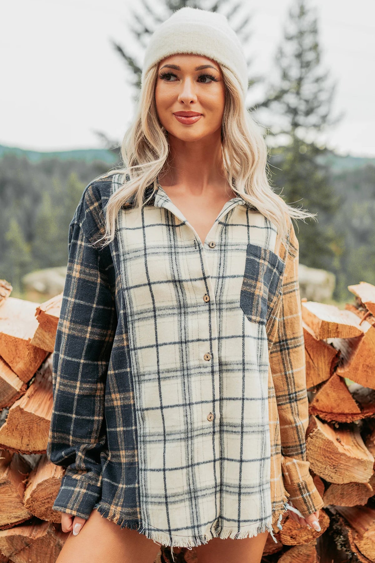 Multicolour Plaid Button-Up Long Sleeve Shift Silhouette Shacket Dear-Lover Dropshipping
