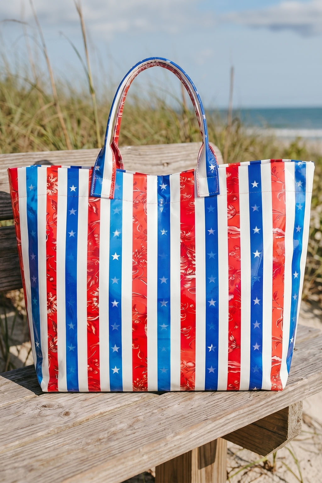 Pink cowboy vinyl tote, view 9