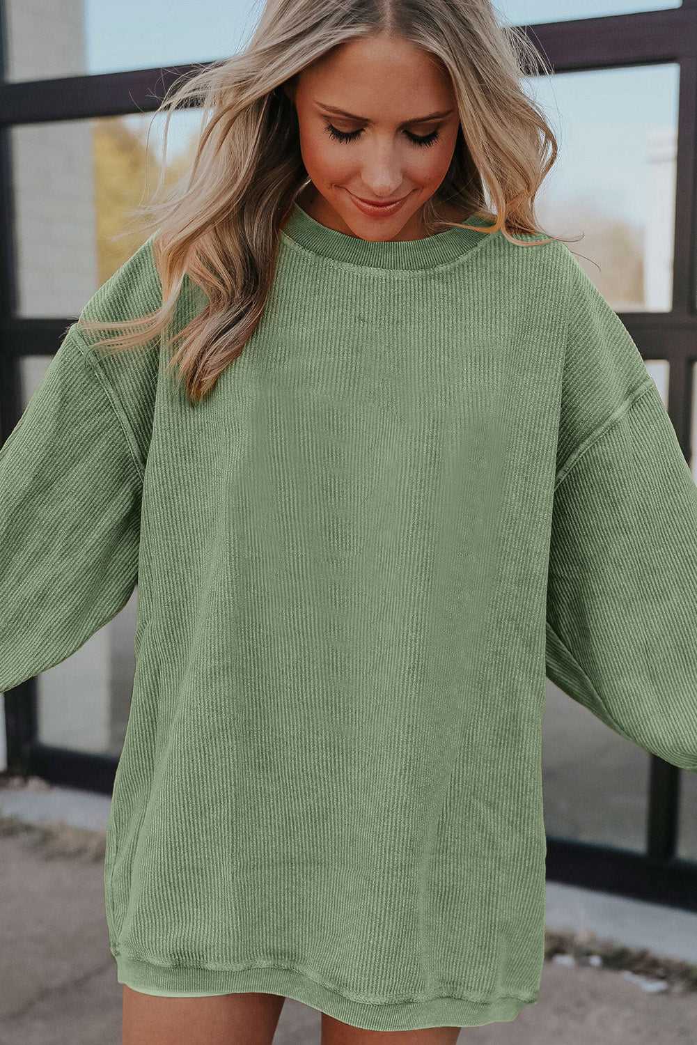 Smoke gray corduroy sweatshirt, view 21