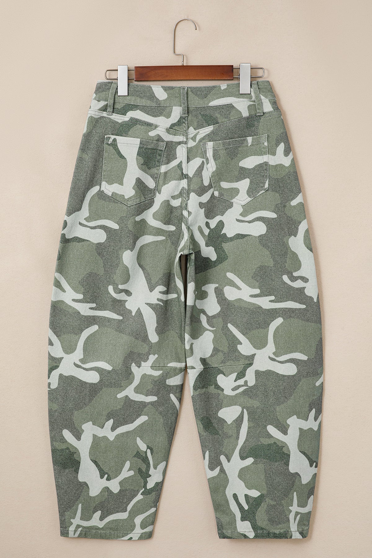 Green camo straight leg jeans, view 7